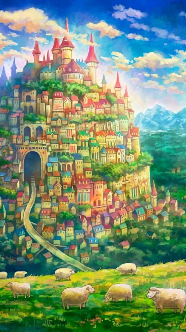 宫崎骏动画风场景插画,美哭了