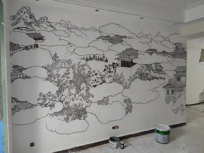 手绘壁画云宫胜境