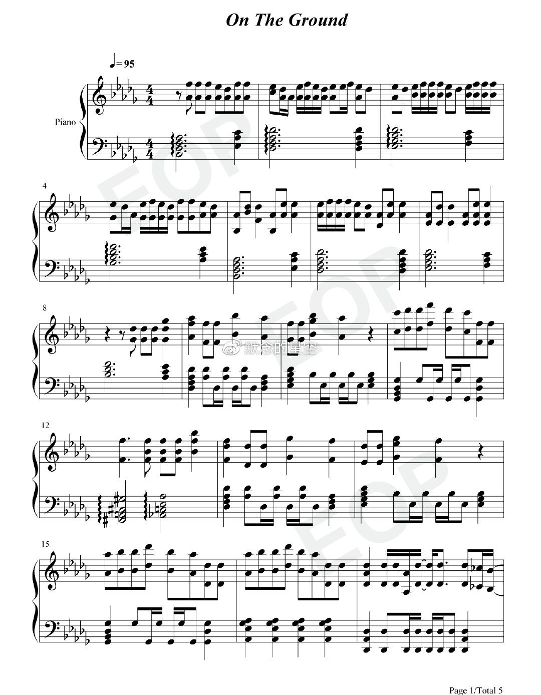 钢琴谱双手简谱双版本rosé朴彩英ontheground