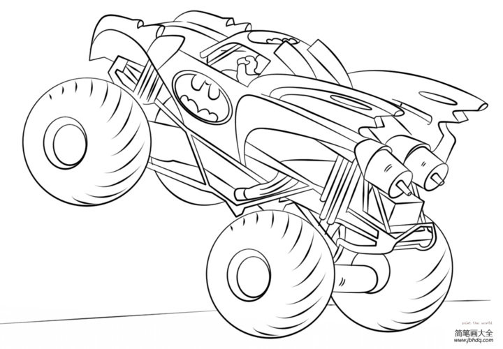 蝙蝠侠怪物卡车_其他交通工具-简笔画大全