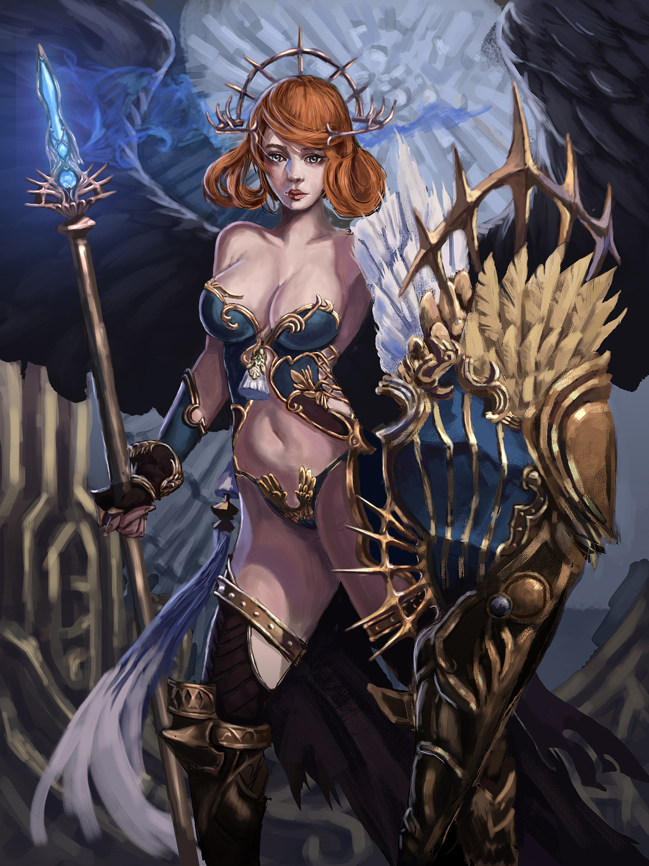 女战士|插画|游戏原画|勤劳的小蜜蜂之父_原创作品-站酷zcool