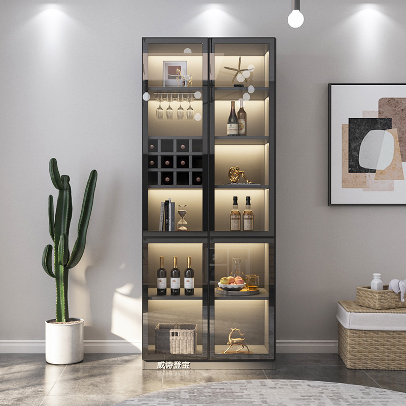 小酒酒柜靠墙客厅边柜现代简约玻璃门高档轻奢展示柜酒柜