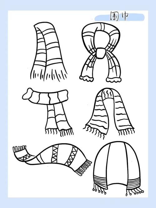 吧卡通围巾简笔画素材围巾的简笔画简笔画冬天的景色简笔画 手绘 线稿