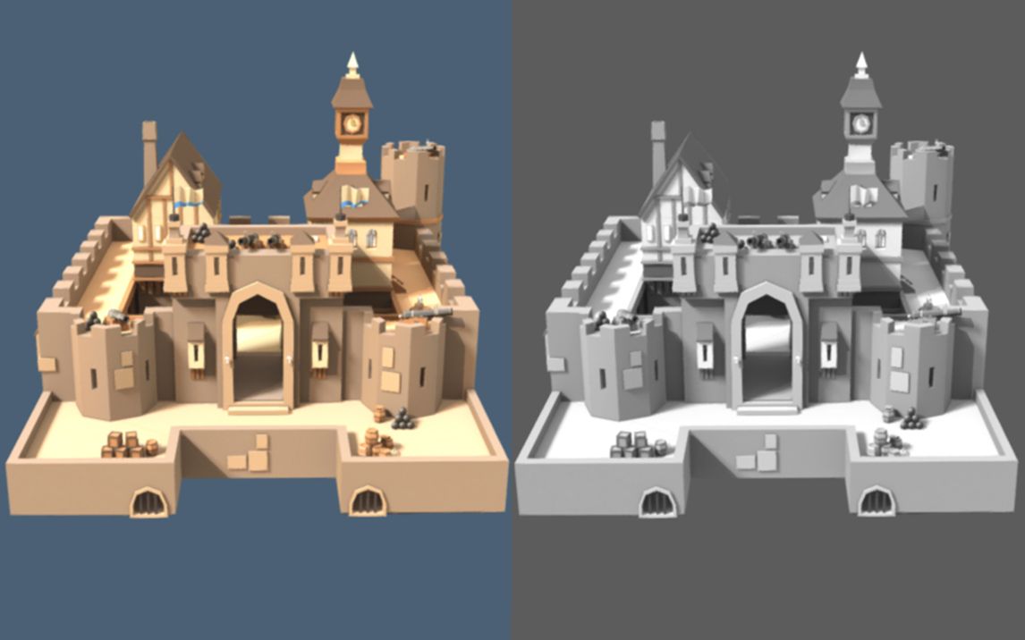 【3dmax建模】古城堡场景模型搭建,3dmax场景建模基础案例讲解_哔哩