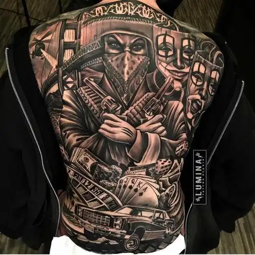 满背- 满背部位纹身图案时尚刺青图样大全