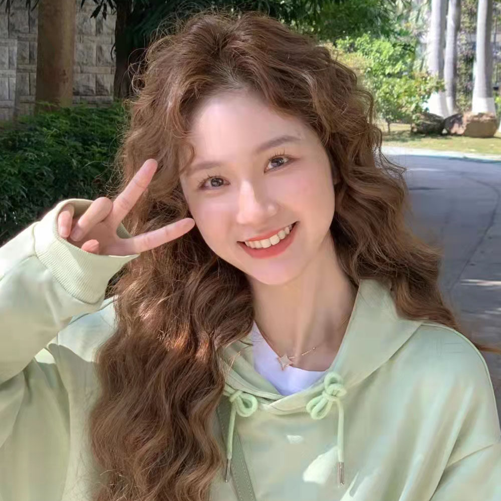 假发女长发中分刘海羊毛卷长卷发时尚少女自然蓬松玉米烫全头套式