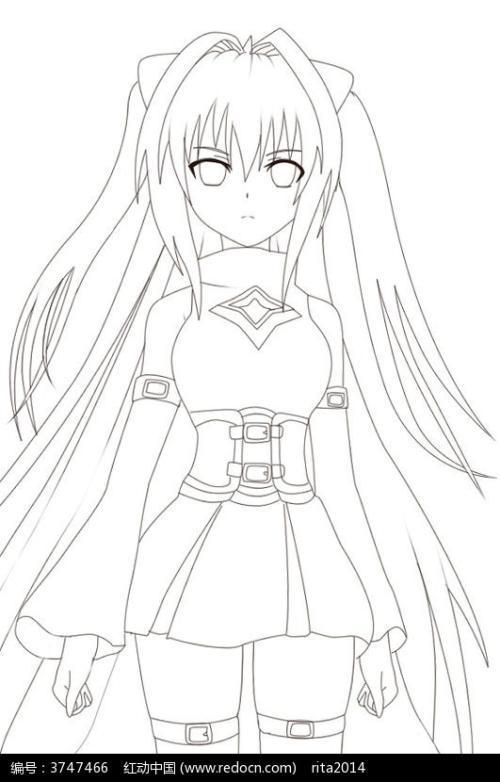 简笔画动漫人物美少女古代全身