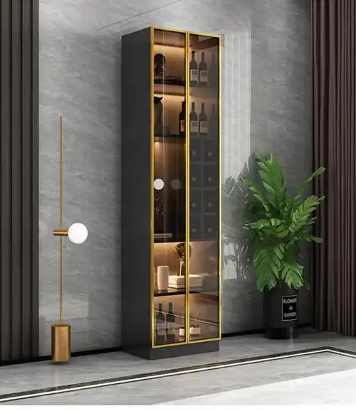 小米mi生态米家同款酒柜展示柜玻璃门家用客厅餐边柜实木定制靠墙红酒