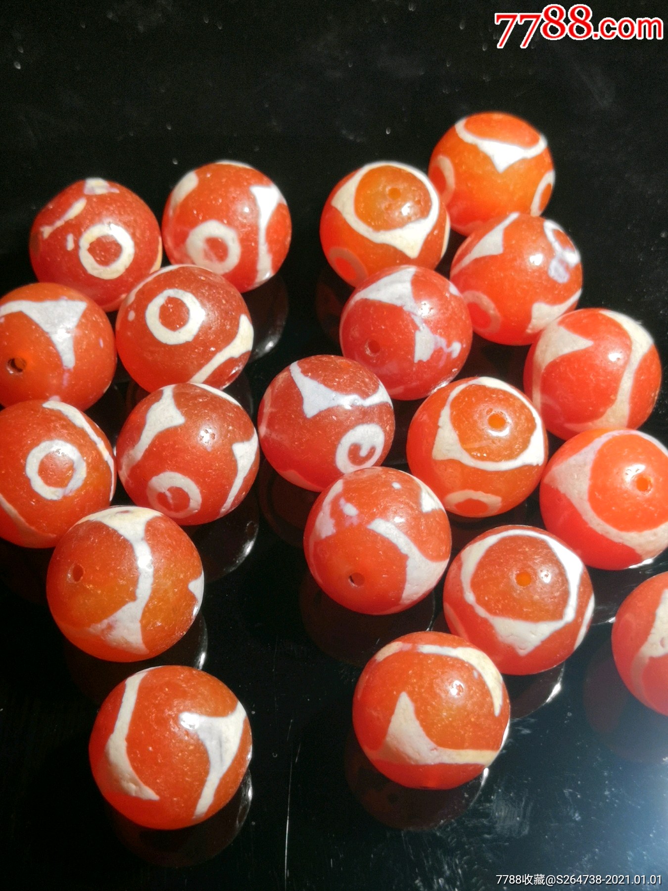 老玛瑙龟纹圆朱