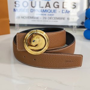 皮带男士真皮豹子头自动扣腰带时尚商务裤带轻奢豹子头腰带潮男皮带