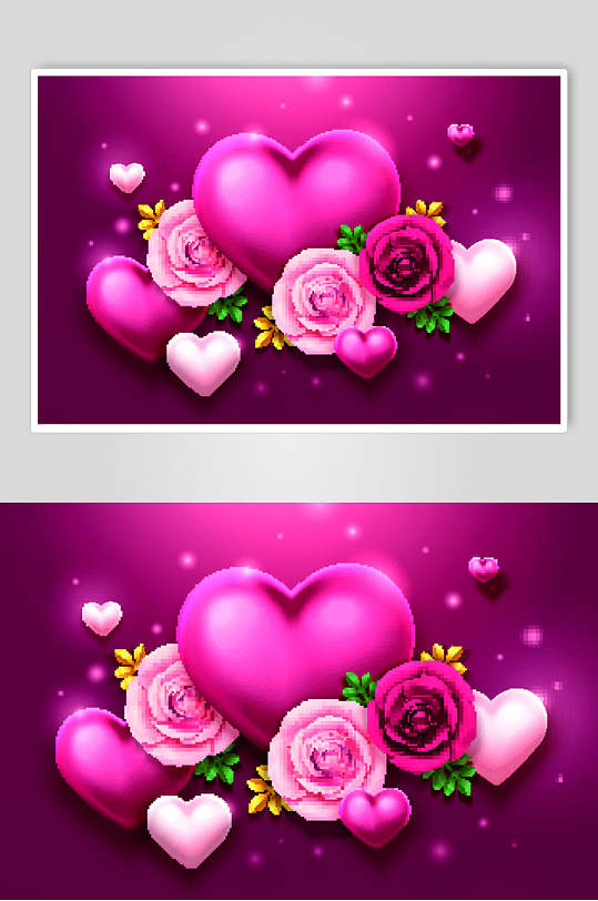 爱心紫色唯美七夕浪漫海报矢量素材