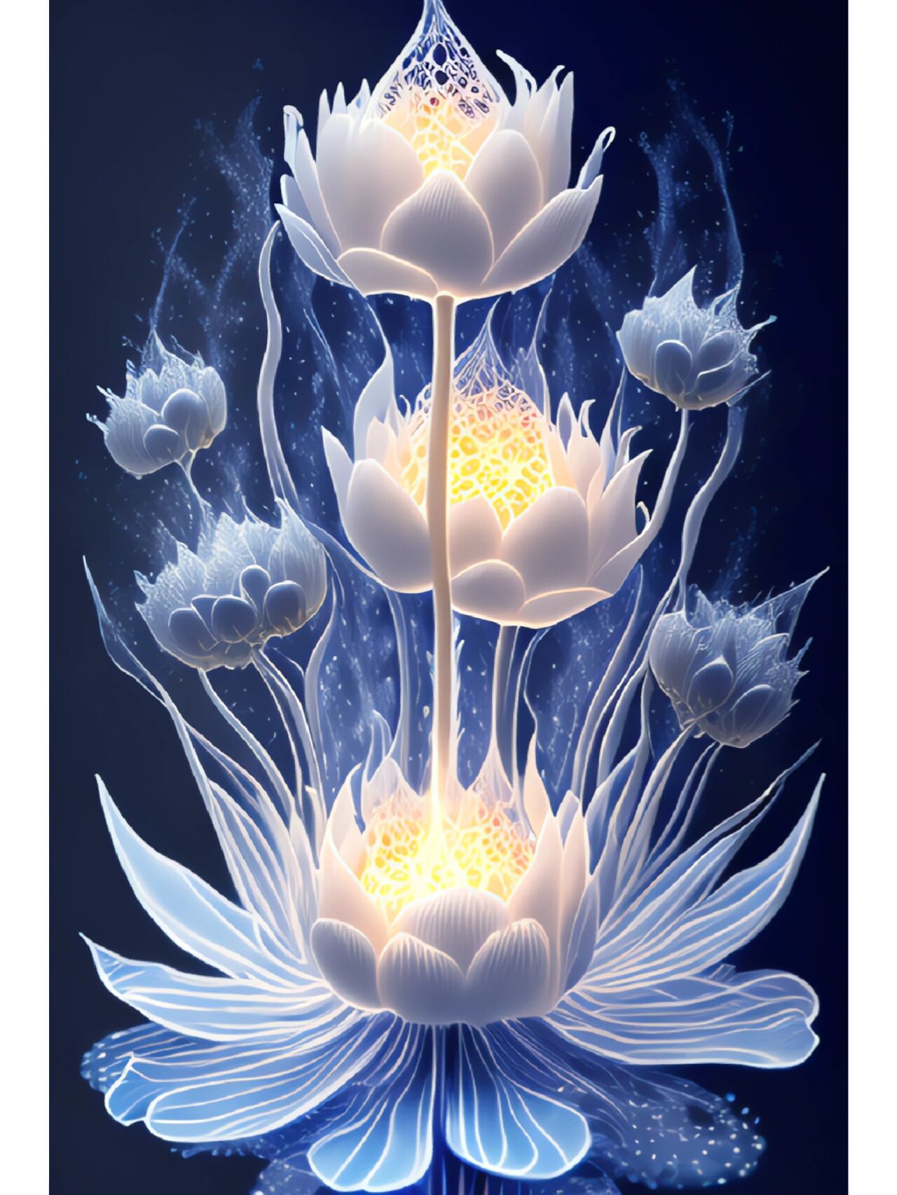 蓝色莲花 ,佛光普照,佛缘. #ai绘画