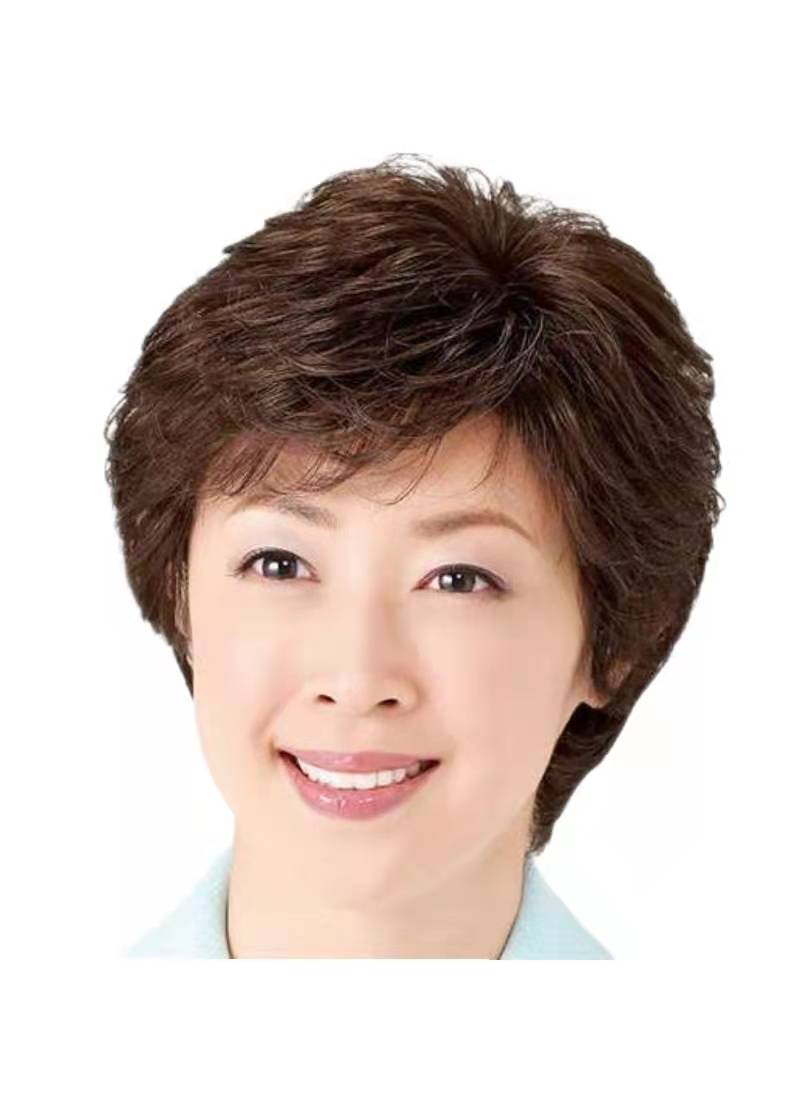 2022新款假发女士短发花白奶奶中老年假发套真发短卷发表演花白假发整