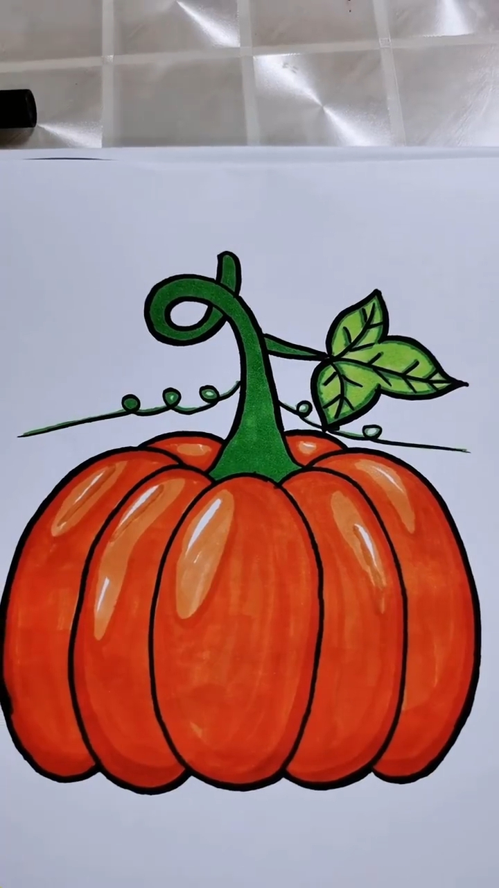 简笔画,画一个大南瓜