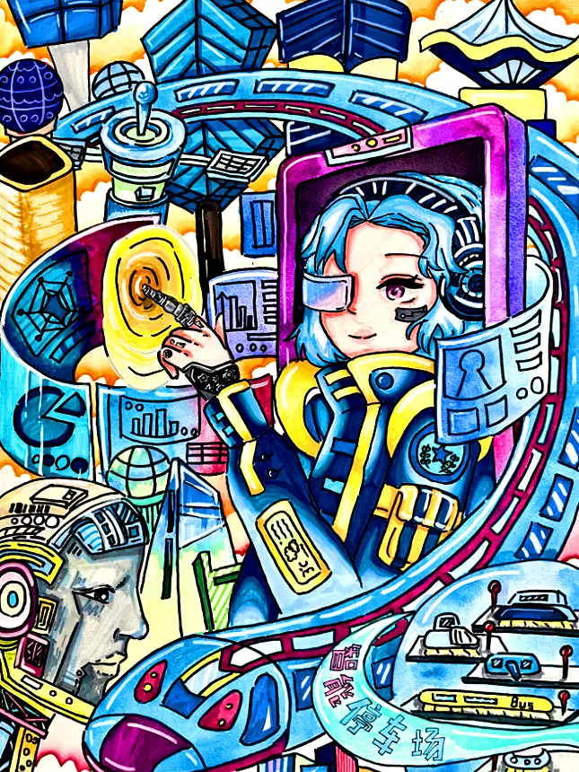 "第五届华夏儿艺科幻绘画作品展"作品欣赏_辅导教师_科技_未来世界
