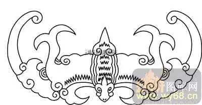 100个中国传统吉祥图-白描图-蝙蝠-b-001-电脑雕刻