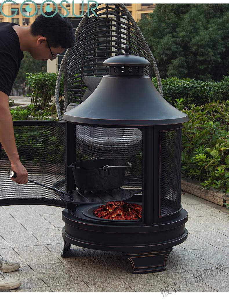 壁炉真火户外工匠庭院采暖壁炉取暖烤火炉烧烤架炉具木炭别墅花园露台