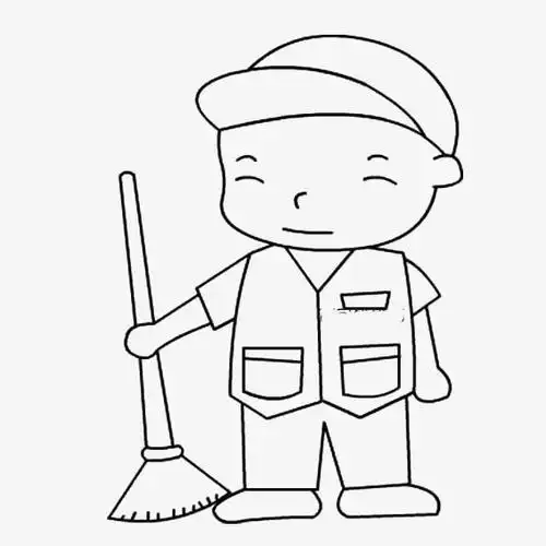 卡通手绘人物防疫疫情戴口罩环卫工人