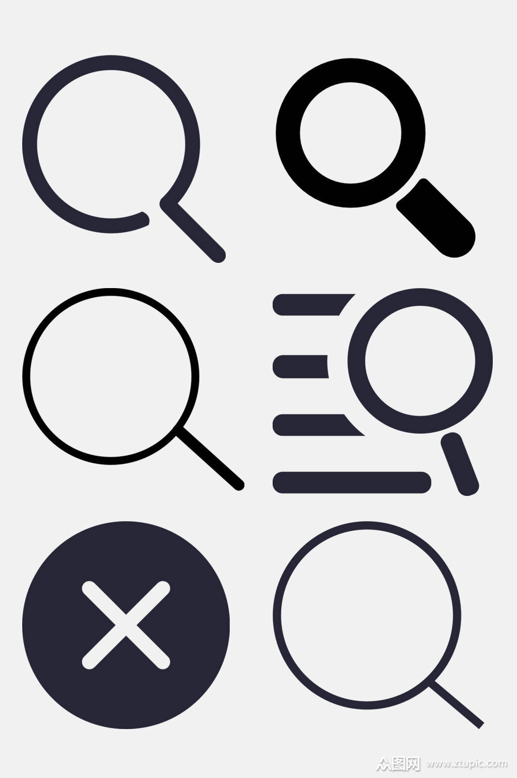 简约黑色放大镜搜索图片免抠素材