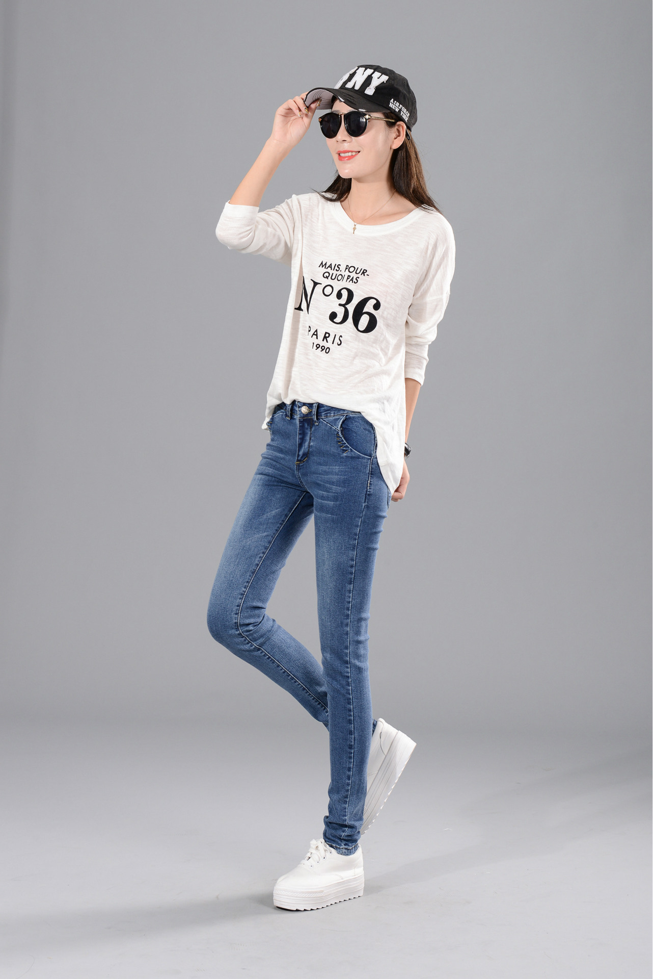 2016秋冬牛仔裤女韩版加绒弹力小脚铅笔裤修身显瘦长裤子一.