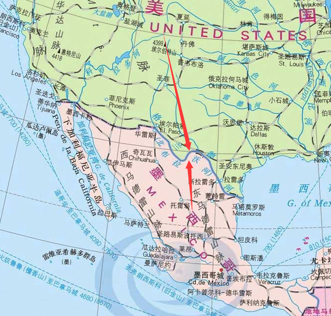 北美洲有个叫格兰德河,拉沃河,北布的地方吗?