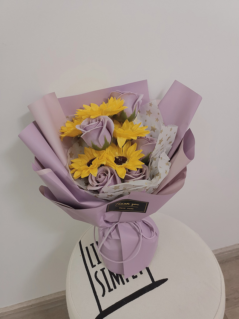 漯岚优品向日葵玫瑰满天星干花花束永生花送同学闺蜜女友生日花束毕业