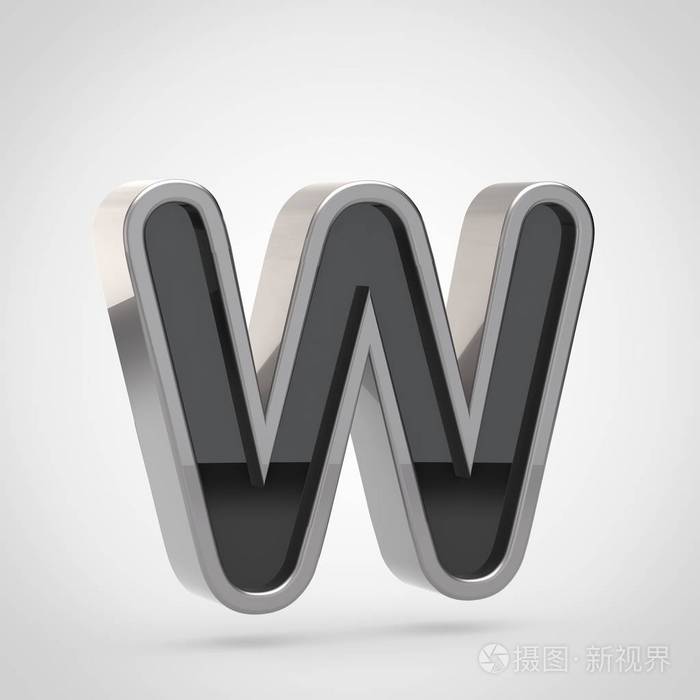 带银色轮廓的大写字母 w
