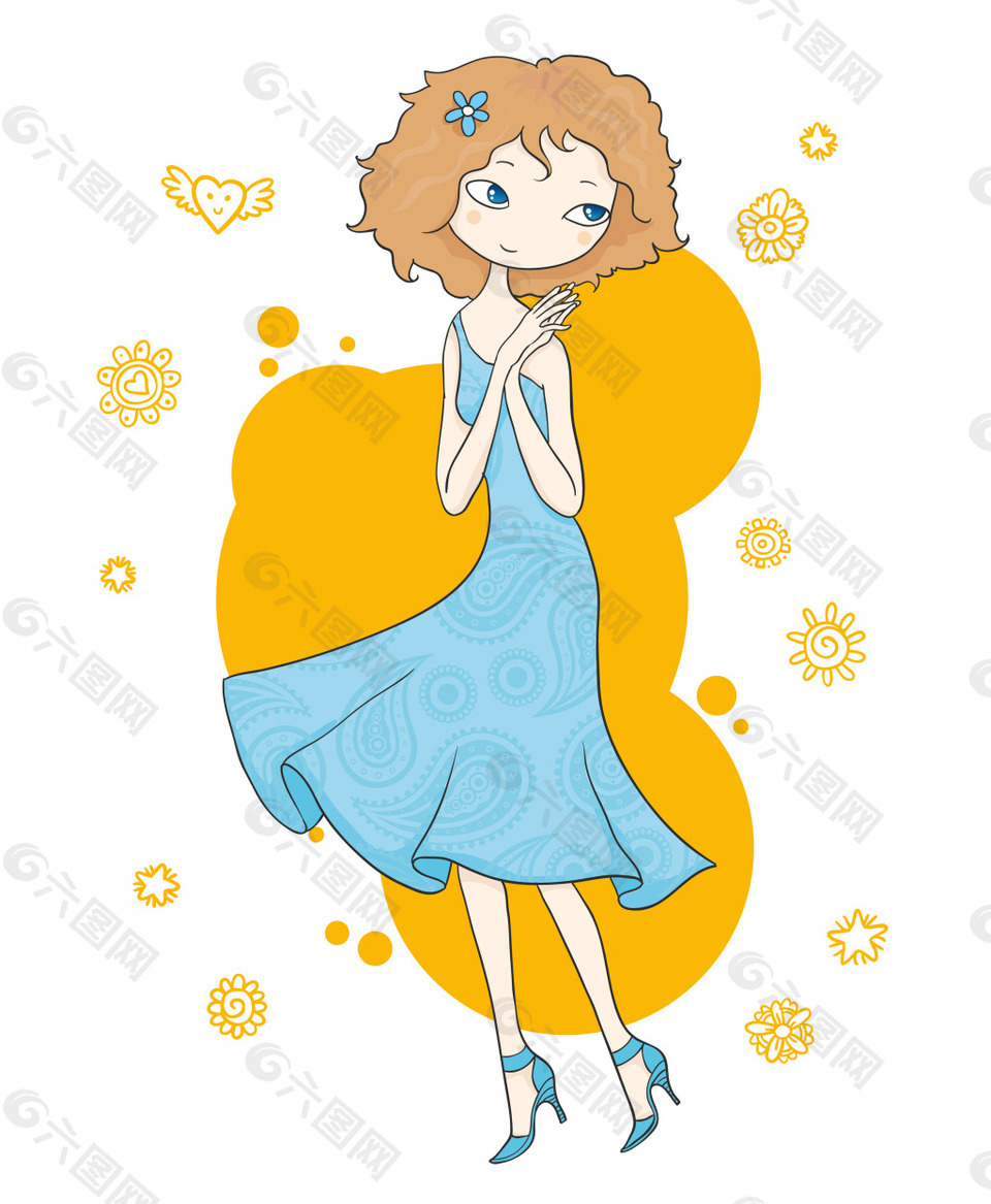 卡通人物小女孩 矢量素材