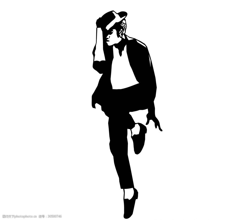 矢量黑白人物剪影杰克逊