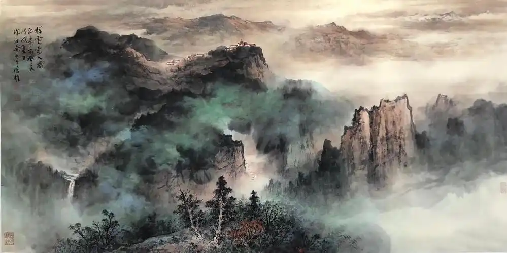 林伟权的山水画境界旷远深秀,笔法生辣劲健,意志高华意境深邃