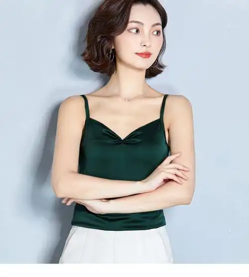 3238#实拍 2019真丝缎面背心吊带打底衫女