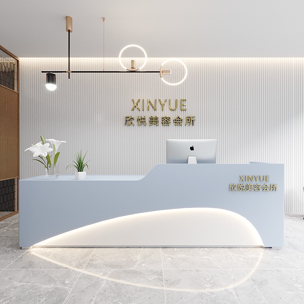 美容院吧台收银台服装店美发店弧形现代简约前台桌公司前台接待台