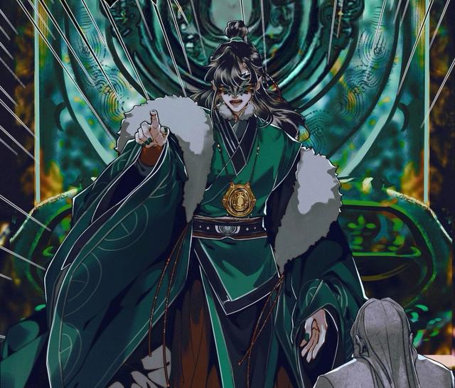 天官赐福漫画中,花城把郎千秋变成不倒翁后,带着谢怜一起来到戚容老巢