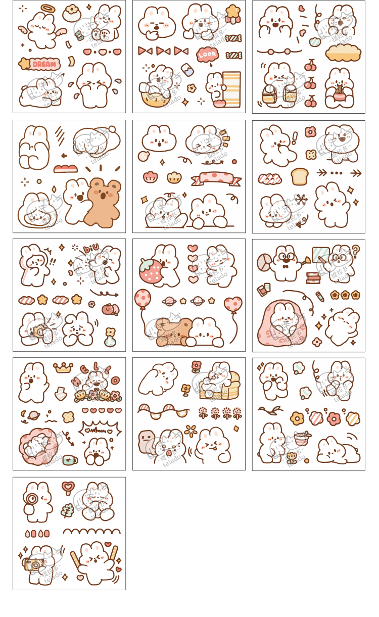 100张手账贴纸pet透明防水手帐素材套装粘贴装饰小图案卡通儿童可爱