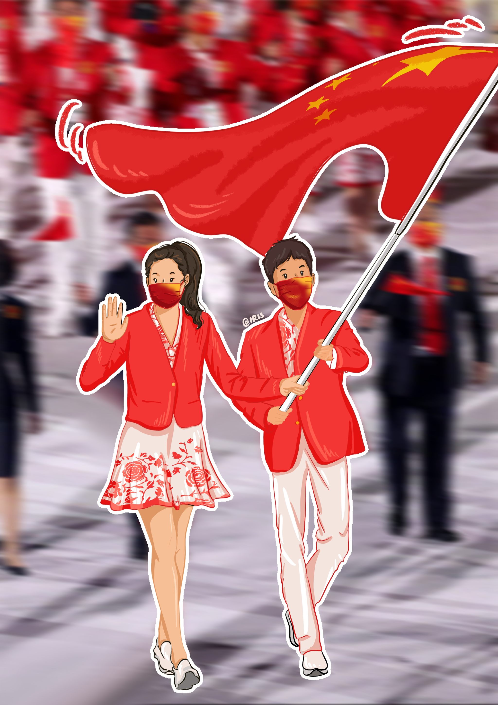 2020东京奥运会开幕式手绘插画