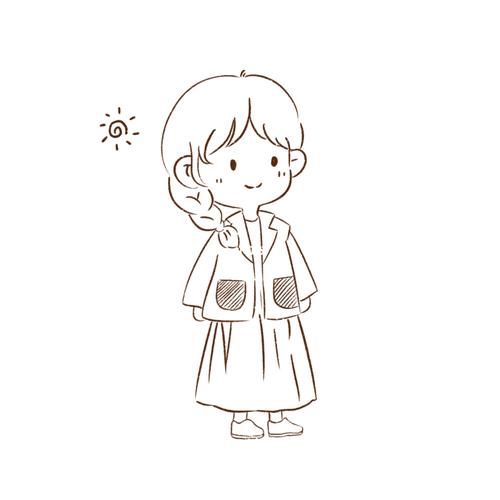 简笔画|q版人物全身练习可爱小女孩造型简笔画临摹日记插画