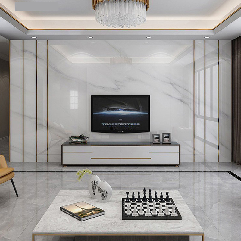 集成墙板电视背景墙定制客厅快装竹木纤维仿大理石扣板装饰护墙