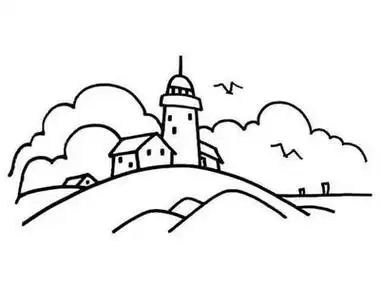 一幅完整的风景简笔画 - 简单简笔画