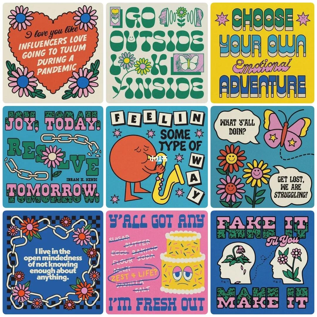 复古插画风文字排版设计