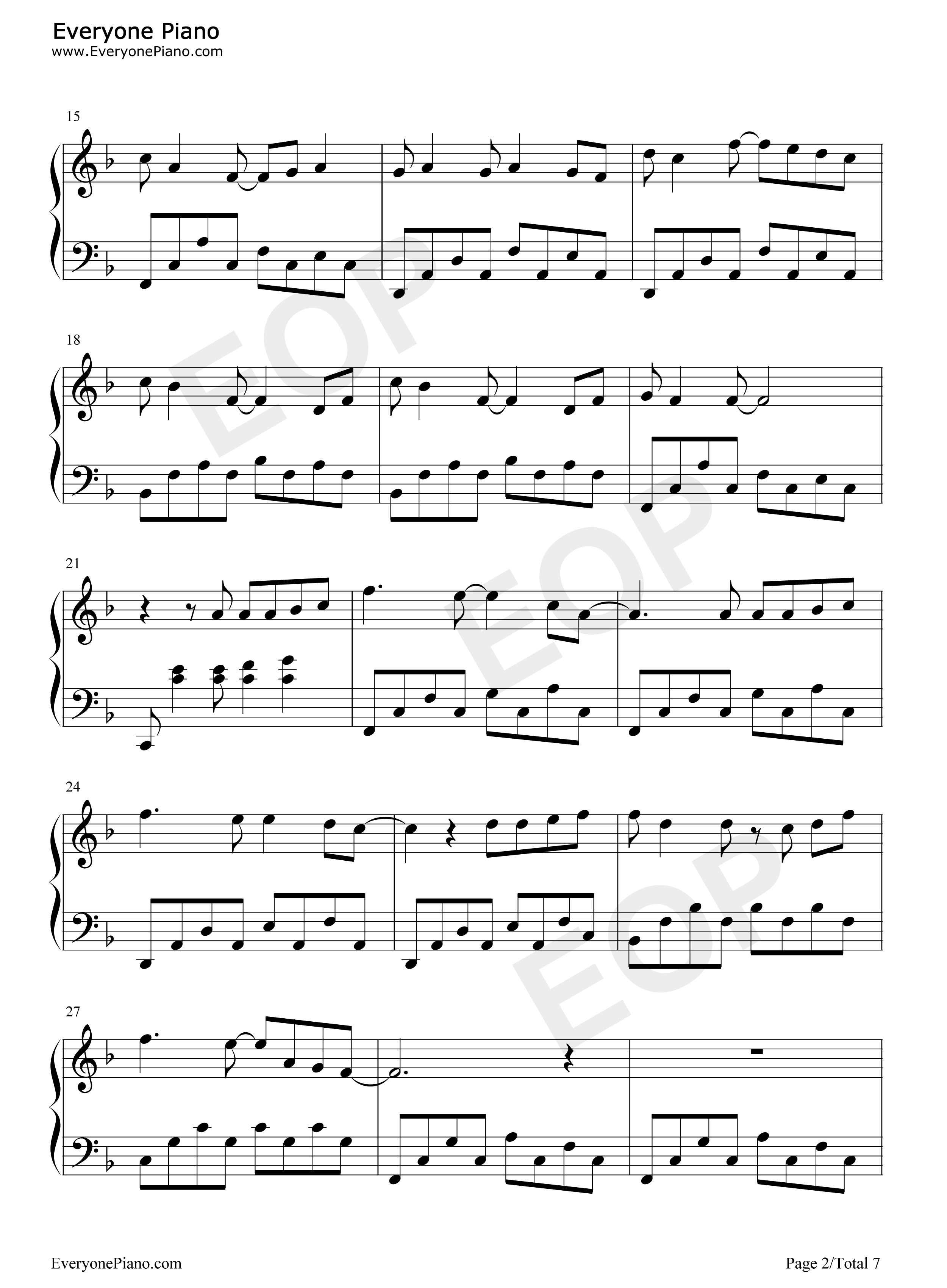 星空-电影星空主题曲五线谱预览2-钢琴谱文件(五线谱,双手简谱,数字谱