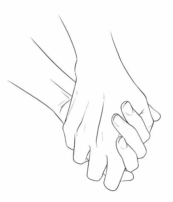 牵手漫画线稿素材