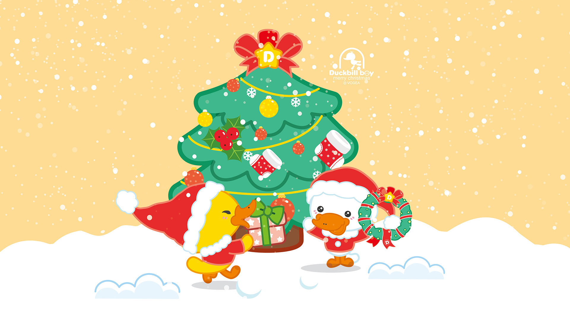 小清新鸭嘴兽可爱卡通高清桌面壁纸高清大图预览1920x1080_卡通动漫