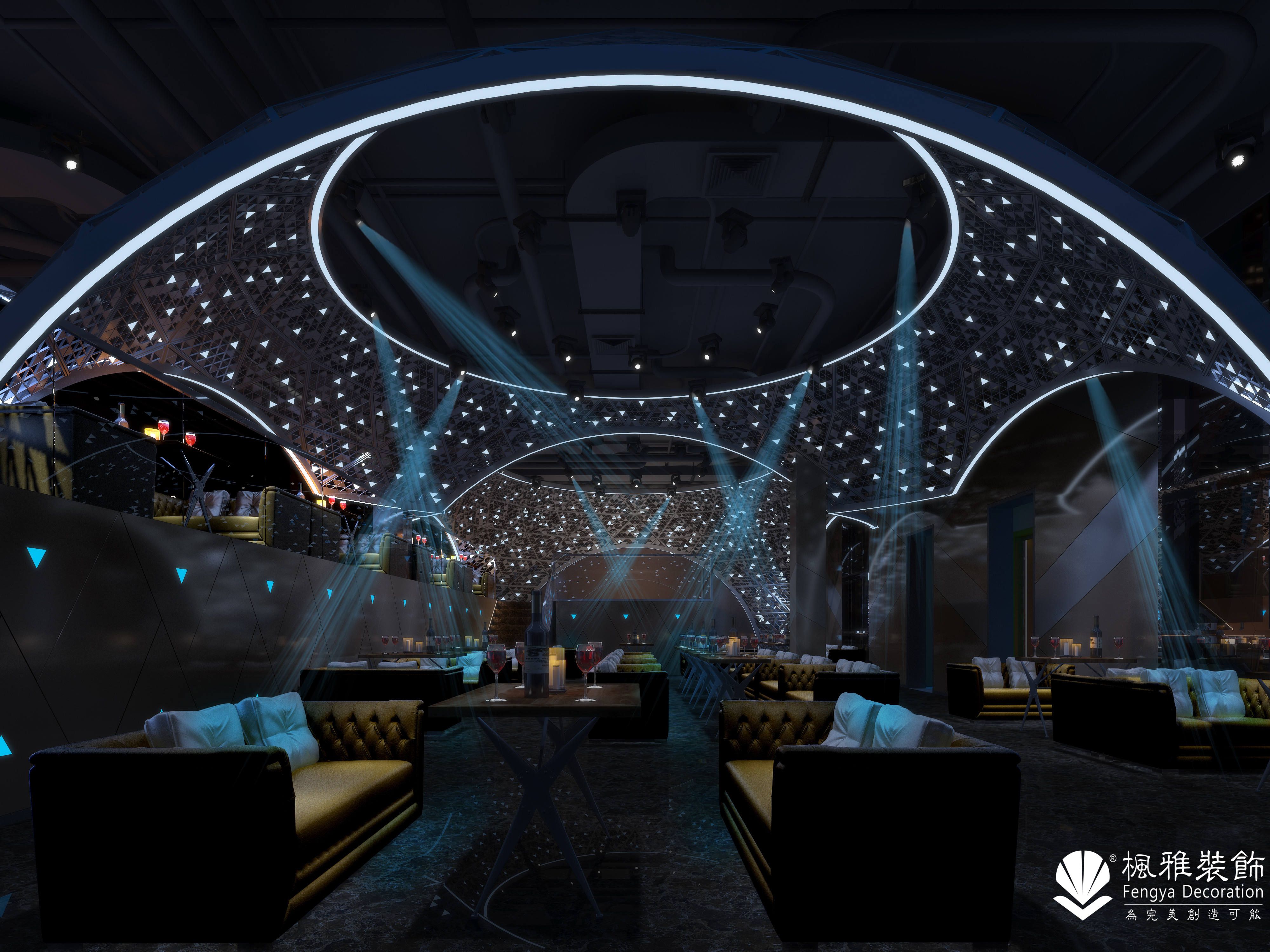 酒吧装修效果图,浩瀚的宇宙有一间天蓝色的酒吧