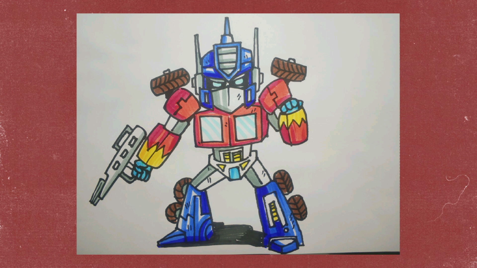 【简笔画】简笔画变形金刚擎天柱教程,讲解详细.