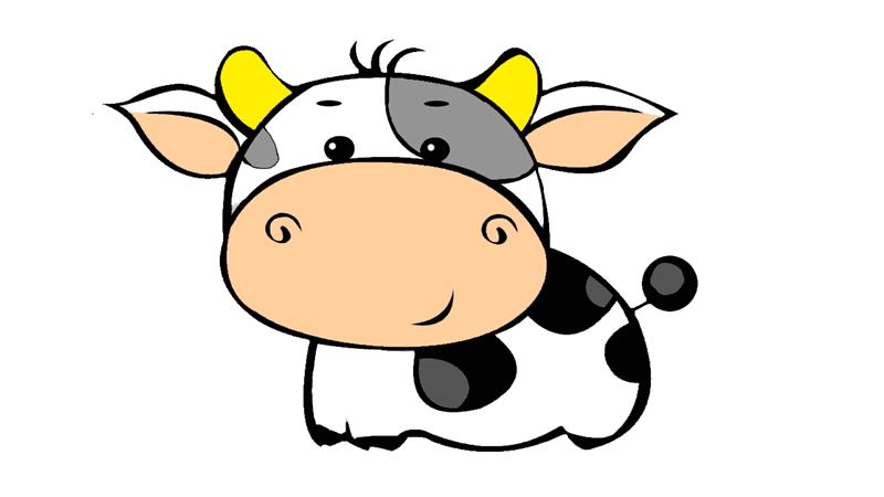 牛平面可爱彩色简笔画 简笔画图片大全-普车都