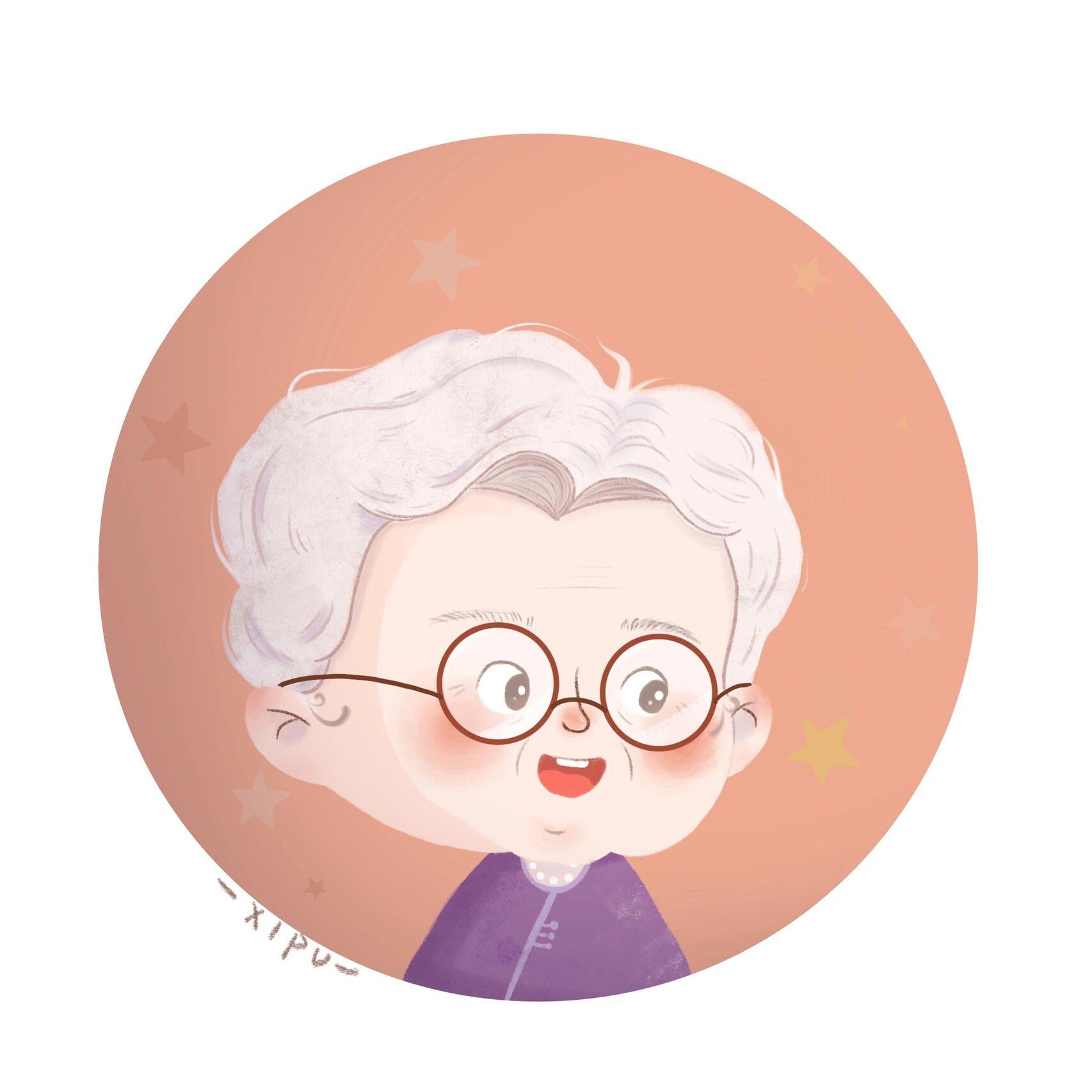 96插画|老奶奶头像 ★外婆要我帮她画个头像,又不敢把她画的太老