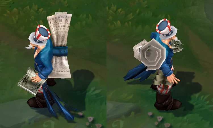 皮肤名称:美国大叔 瑞兹英文名称:uncle ryze英雄角色:流浪法师 瑞兹