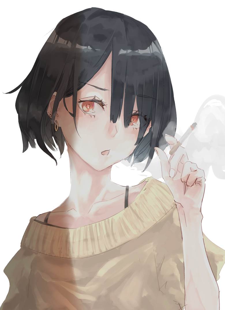 tobacco|黄燐的吸香烟的人物插画图片