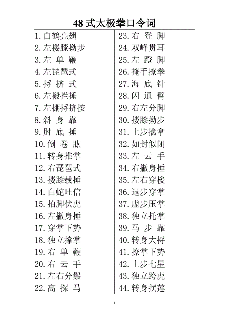 48式太极拳口令词doc2页