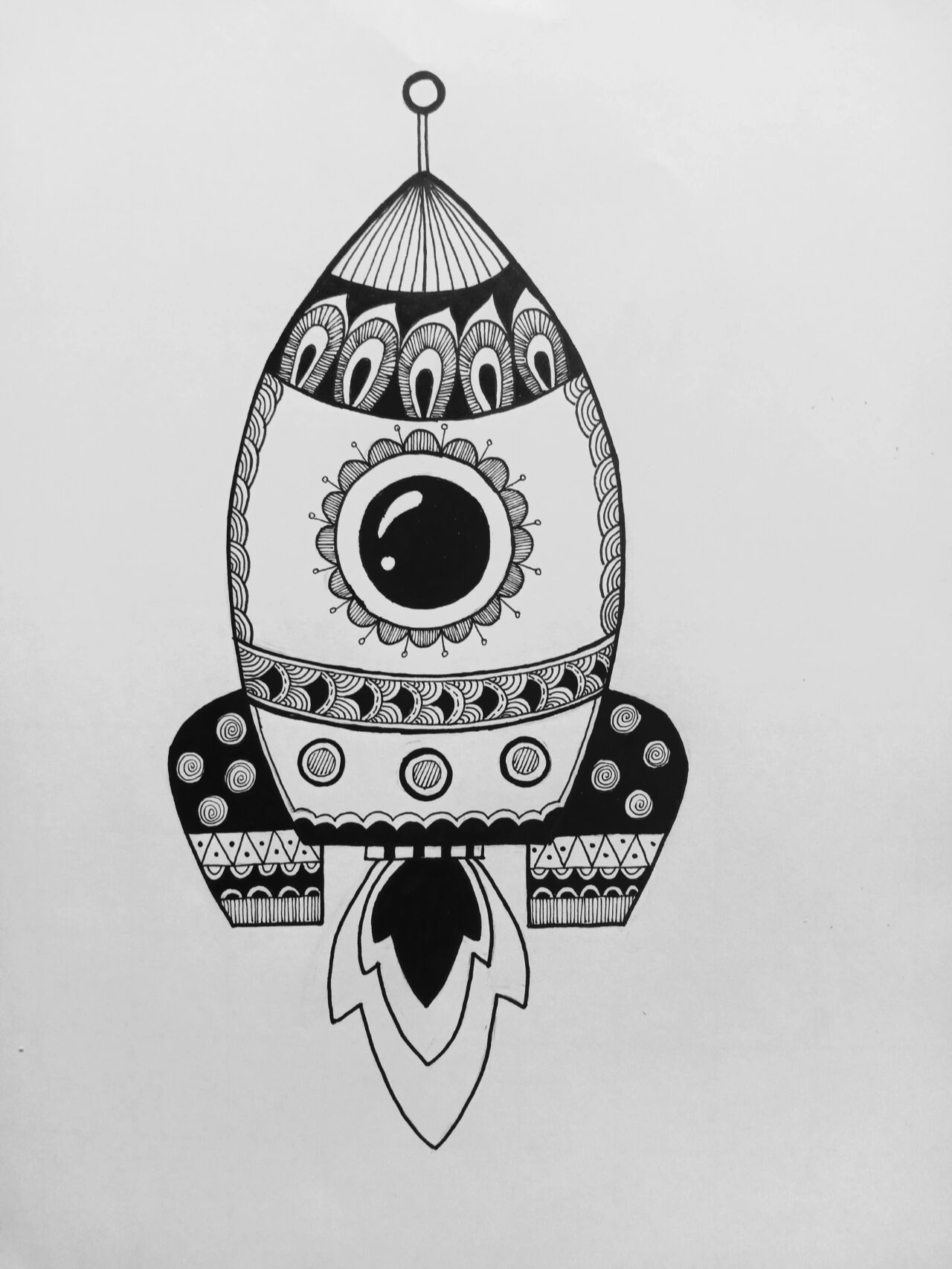 《火箭》线描画绘画过程